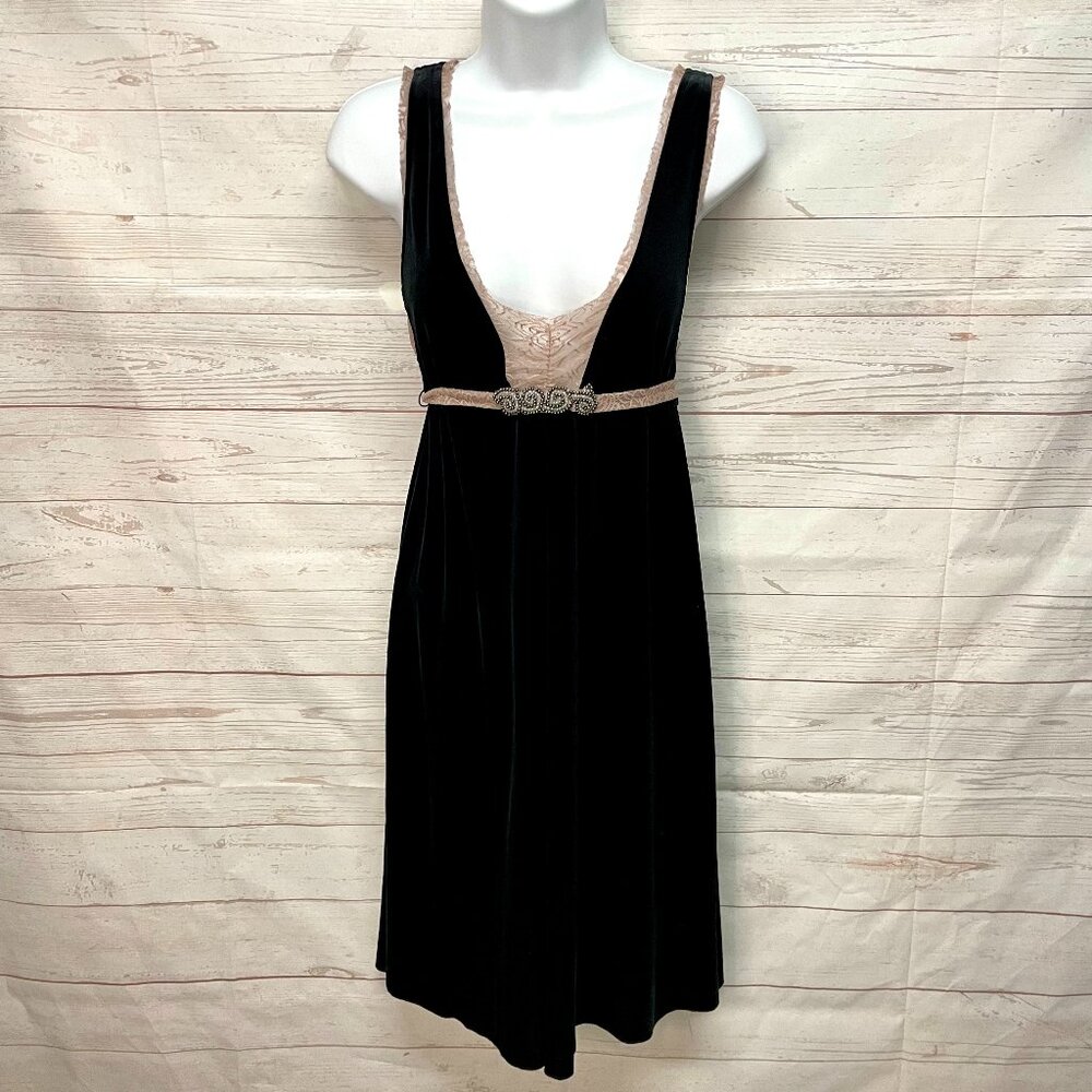 Free People Velvet Babydoll Dress with lace Trim